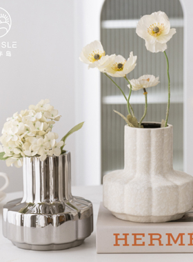 北欧ins风高级感陶瓷花瓶水培郁金香插花干花客厅餐厅装饰品摆件