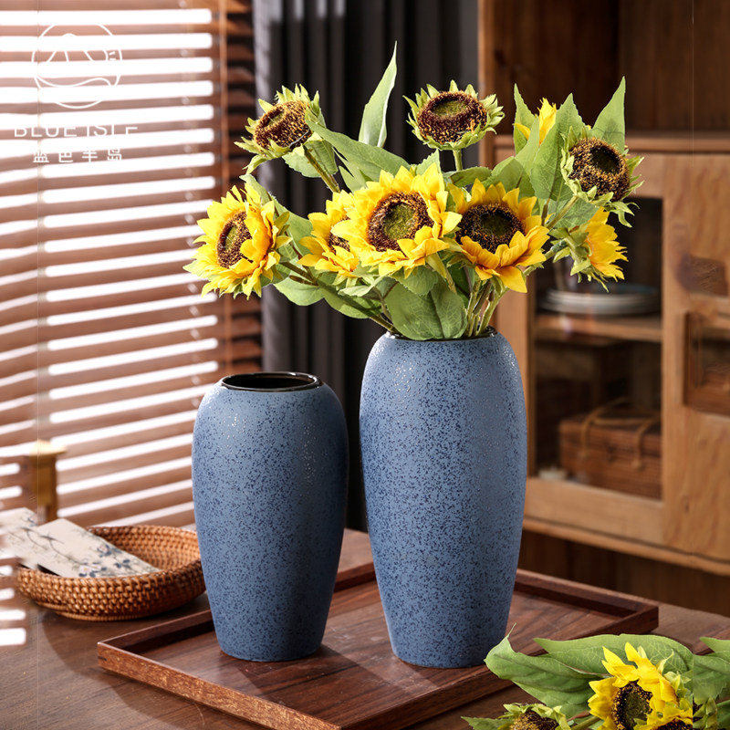 新中式简约古典陶瓷花瓶插花水培复古陶罐茶室客厅酒柜桌面装饰品