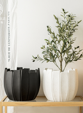 北欧极简镁泥花盆散尾葵蝴蝶兰大号家用客厅酒店别墅庭院绿植盆栽