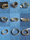 欧美外贸复古暗黑弹力绳手镯金色潮酷个性 库存 宽手镯