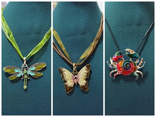 欧美外贸原单饰品复古珐琅彩绘蜻蜓蝴蝶蜻蜓吊坠项链