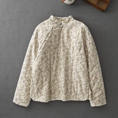 秋冬加厚碎花盘扣大码棉服