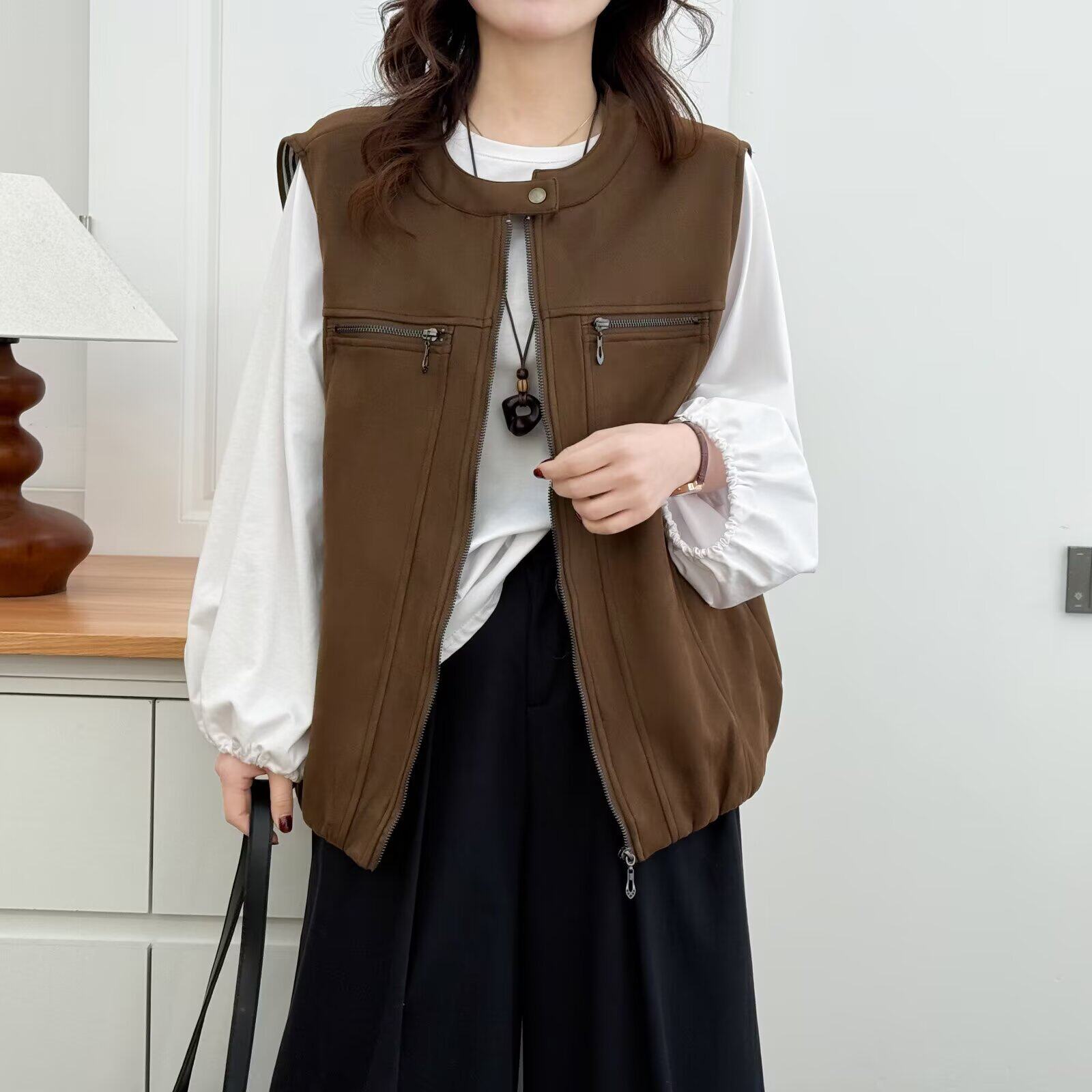 大码女装2026春季韩版新款裘皮绒马甲胖MM百搭坎肩上衣百搭休闲