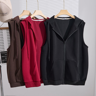 特肥韩版 连帽胖MM大码 显瘦百搭宽松休闲马甲外套S5660 新款 秋季