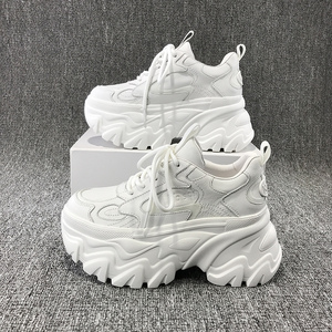 欧货真皮增高厚底老爹鞋女ins潮鞋春季2023新款欧洲站松糕小白鞋