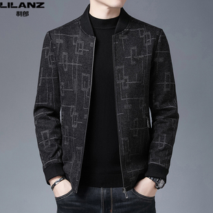 利郎男装短款夹克外套冬季长袖拉链开衫男士棒球领纯色休闲上衣潮