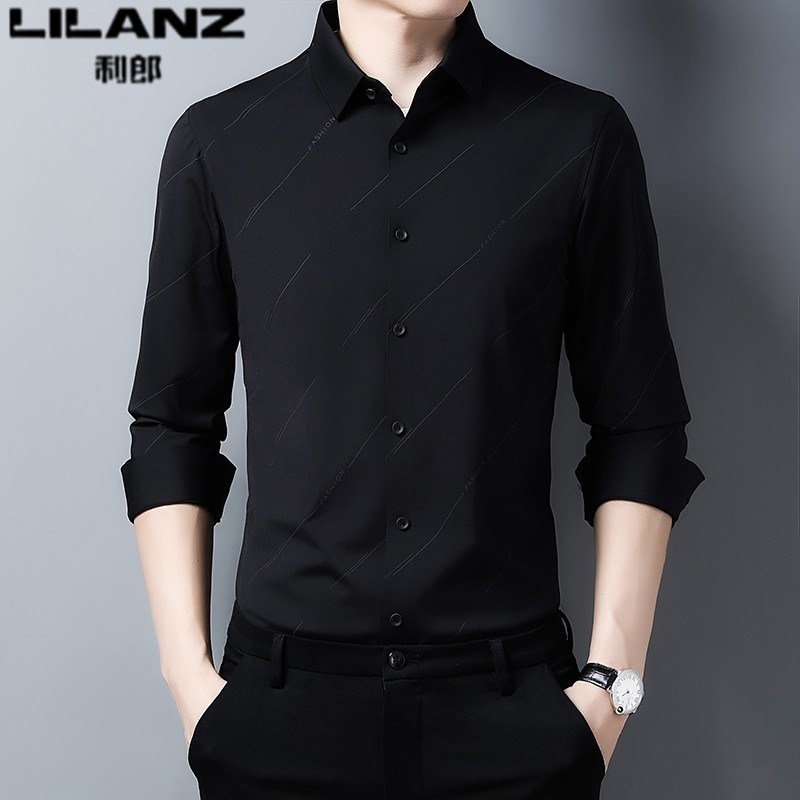 利郎男装桑蚕丝长袖衬衫