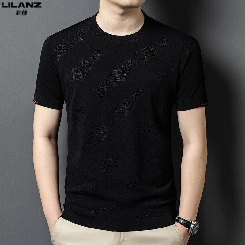 利郎针织短袖T恤男士纯色修身体恤2026夏季新款薄款圆领休闲上衣