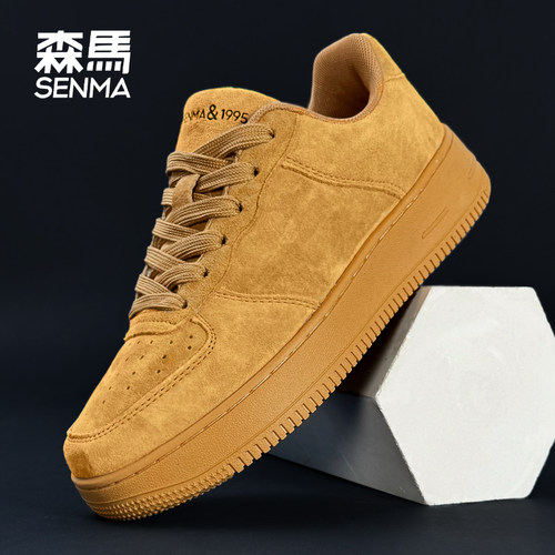 SENMA/森马复古真皮小白鞋潮时尚板鞋男厚底空军情侣款百搭运动鞋