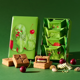 新品日本ins 零食PRESS BUTTER SAND开心果樱桃夹心曲奇饼干