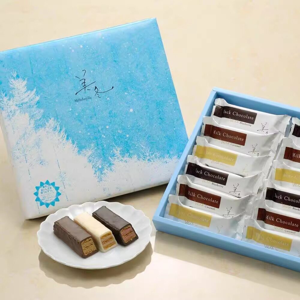 包邮日本北海道白色恋人美冬巧克力威化饼干零食进口