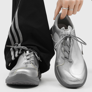 跑步健步潮流鞋登山休闲系带赤足春夏透气厚底运动鞋增高户外男鞋