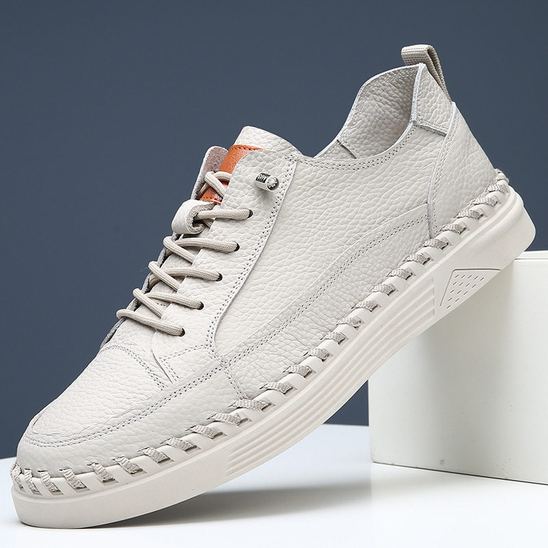 真皮休闲板鞋舒适男鞋头层牛皮鞋无胶水手工缝线男士皮鞋潮流男鞋,流行男鞋,时尚休闲鞋,淘宝优惠券,粉丝福利购,淘宝优惠卷