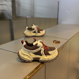 时尚休闲百搭高级感轻奢鞋子痞帅拼色流行男鞋低帮鞋系带厚底复古