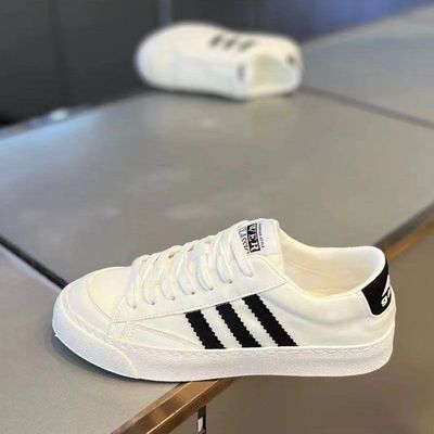 2024年新款板鞋三道杠帆布鞋潮流潮鞋百搭舒适男鞋网红爆款时尚鞋