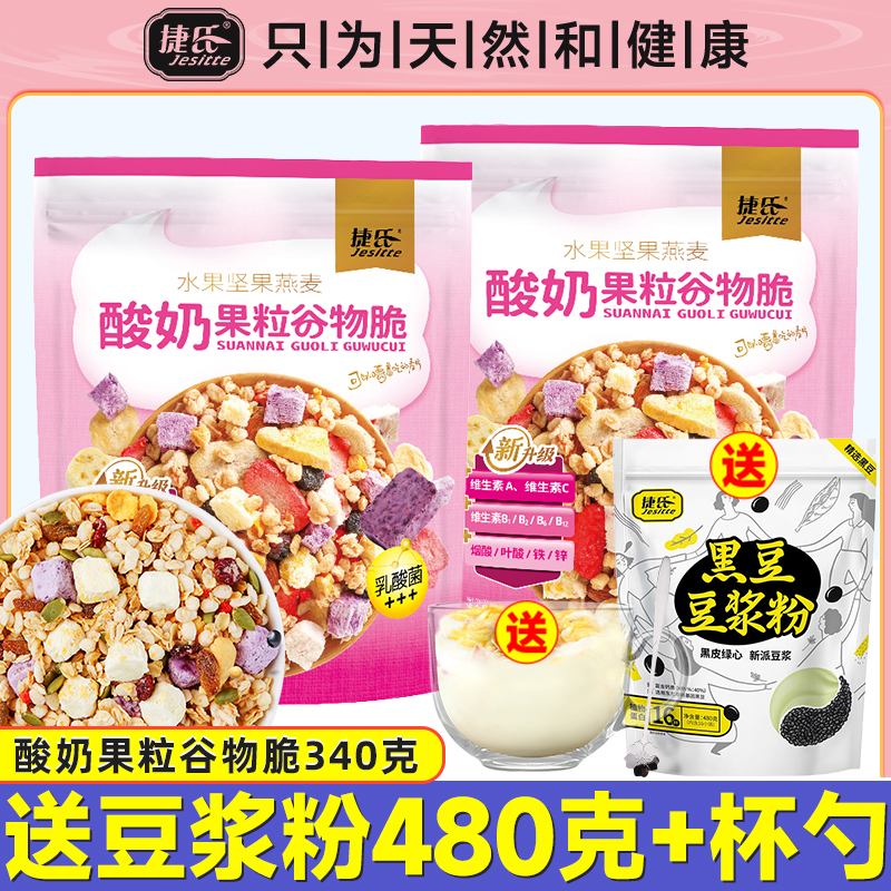 官方企业捷氏酸奶水果冲饮燕麦