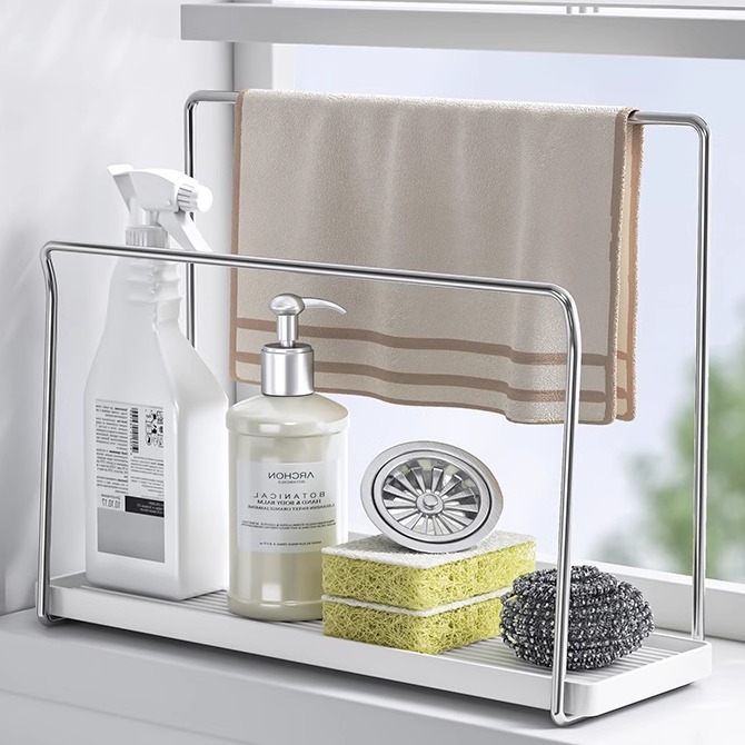 厨房置物304不锈钢沥水抹布架