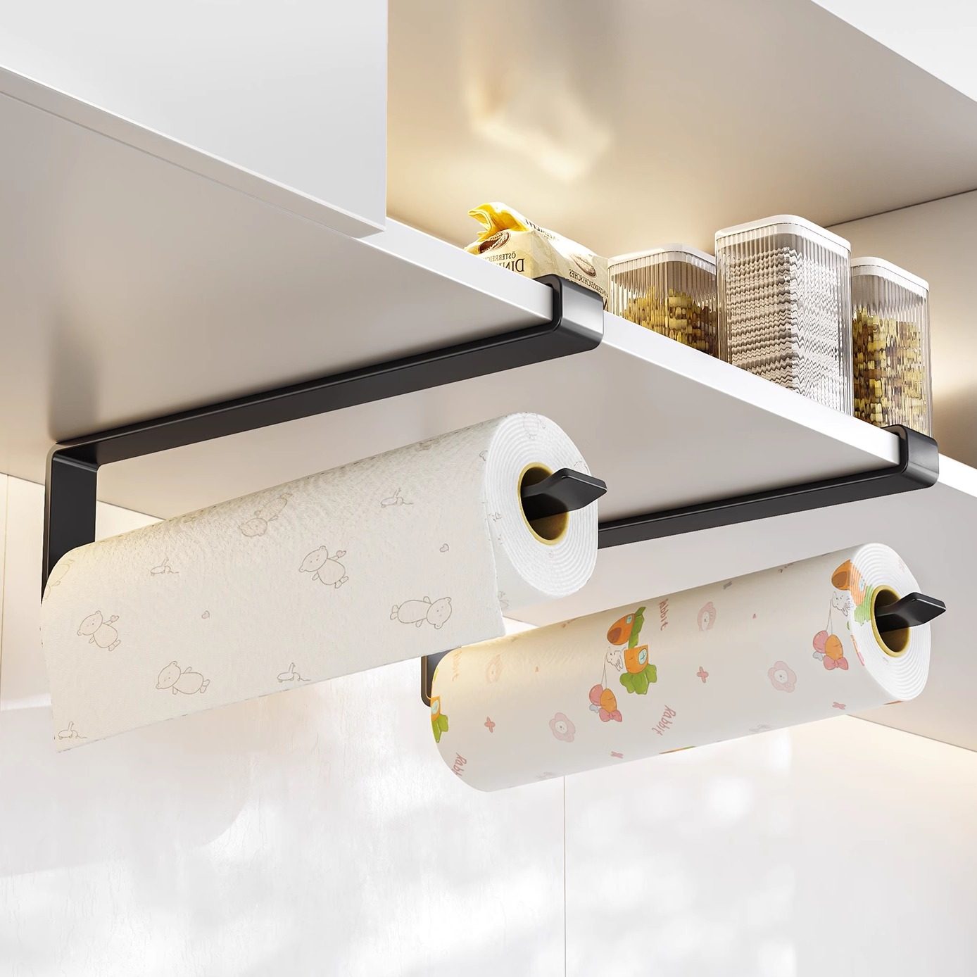 厨房纸巾架橱柜下挂置物架保鲜膜收纳家用卷纸免打孔懒人抹布挂杆,收纳整理,纸巾架,淘宝优惠券,粉丝福利购,淘宝优惠卷