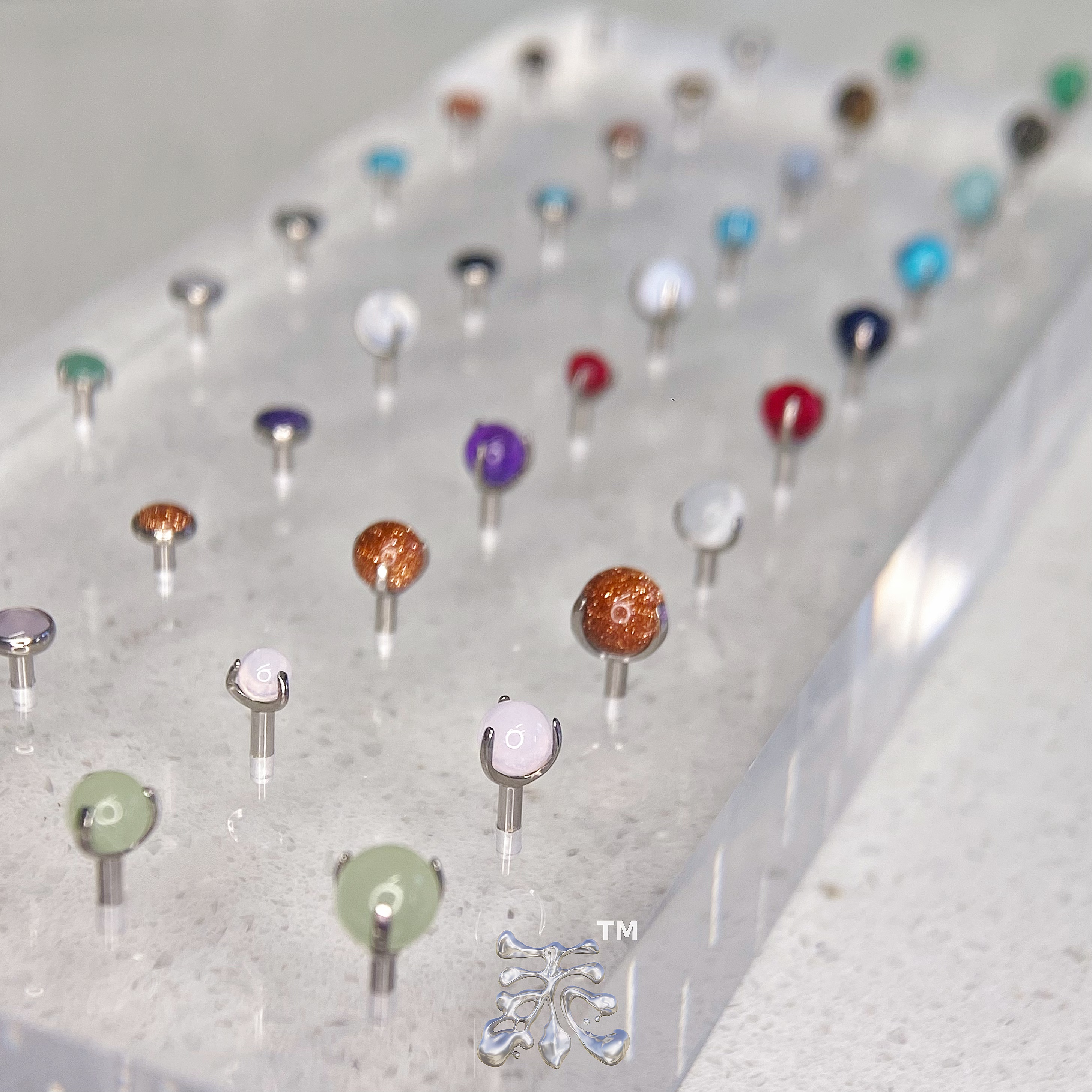 转运珠345天然石球耳钉眉钉唇钉