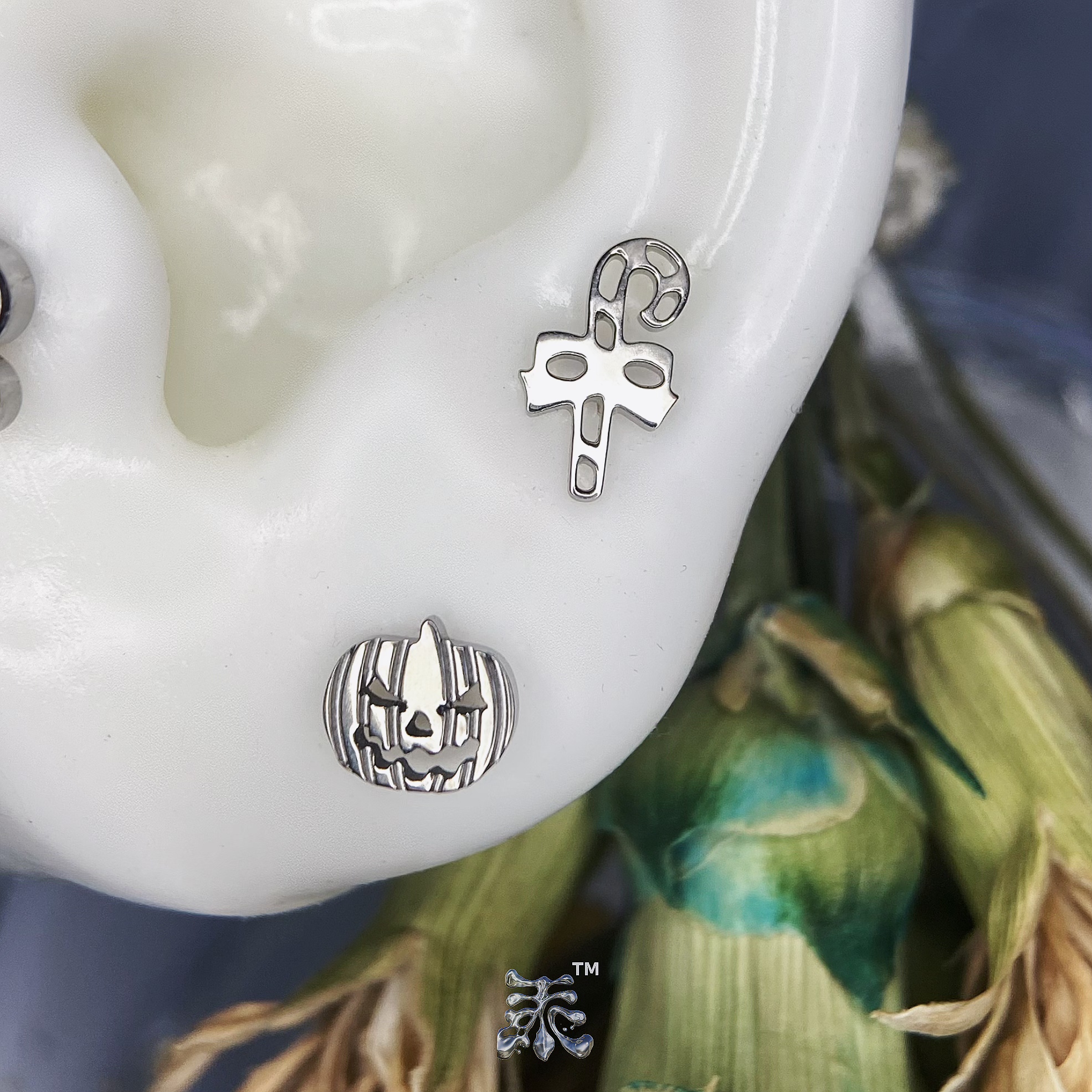 南瓜头棍糖万圣节圣诞节耳钉f136