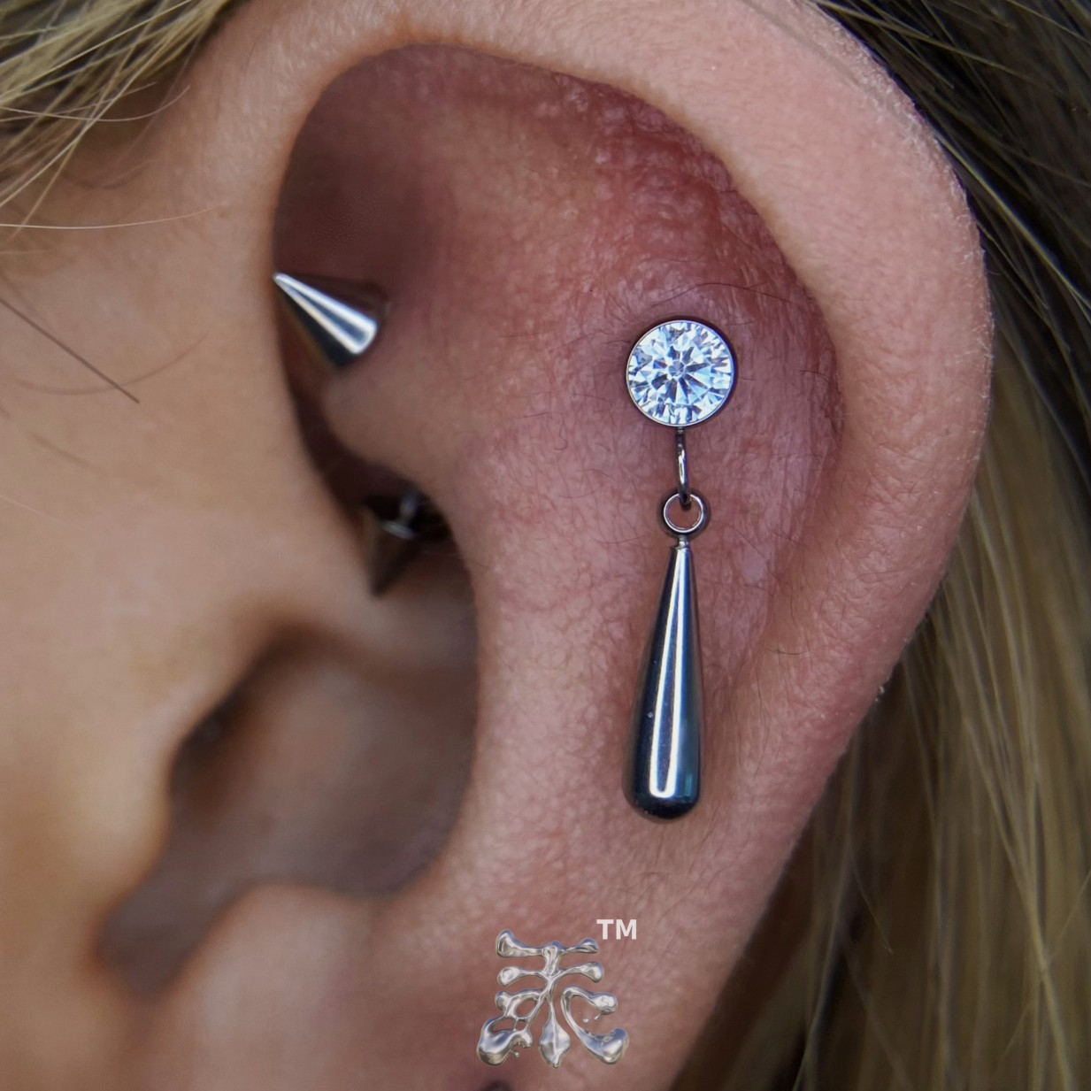 索隆同款 锆石棒棒吊坠 小众亚文化耳钉 0.9螺纹端 高抛光钛合金