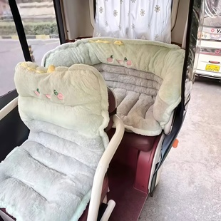三轮车加厚毛绒坐垫冬季保暖垫靠背一体后排防寒卡通垫改造通用
