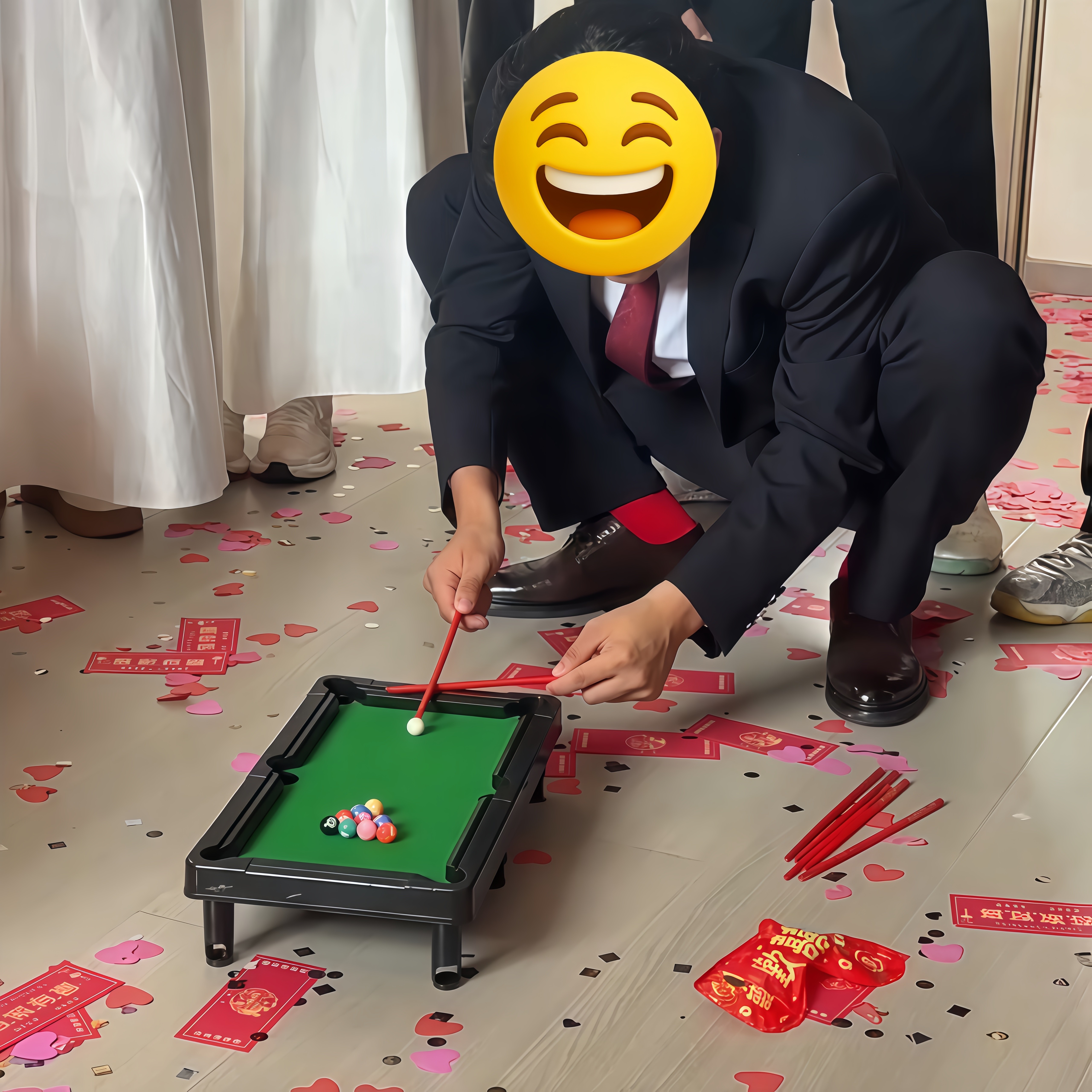 迷你台球桌接亲游戏道具创意文明拦门整蛊新伴郎结婚堵门台球玩具