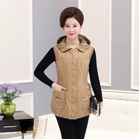 Mùa xuân và mùa thu mỏng phần giữa và tuổi già áo vest nữ vest vest mẹ tải dài phần cotton áo khoác nữ - Áo vest shop quần áo nữ