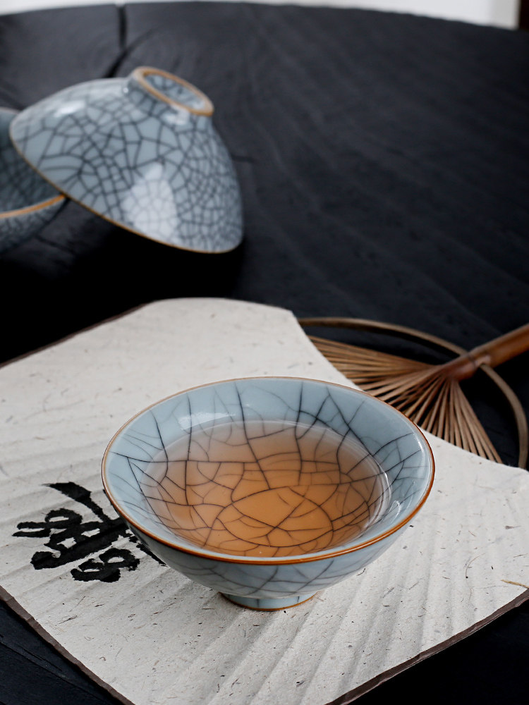 天青汝窑茶杯复古主人杯陶瓷家用功夫品茗单杯汝瓷开片可养斗笠杯,餐饮具,茶杯,淘宝优惠券,粉丝福利购,淘宝优惠卷