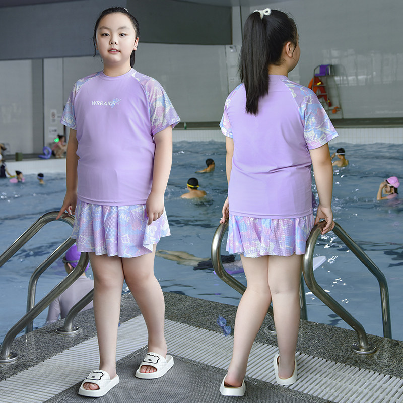 胖女童裙式泳衣套装洋气新款