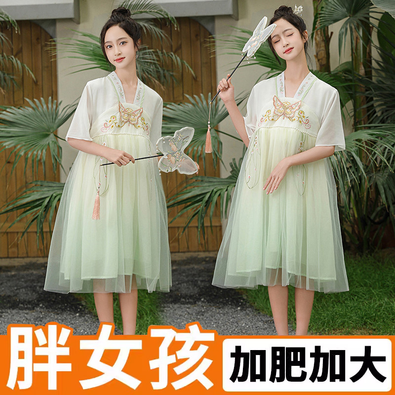 胖女童国风汉服连衣裙