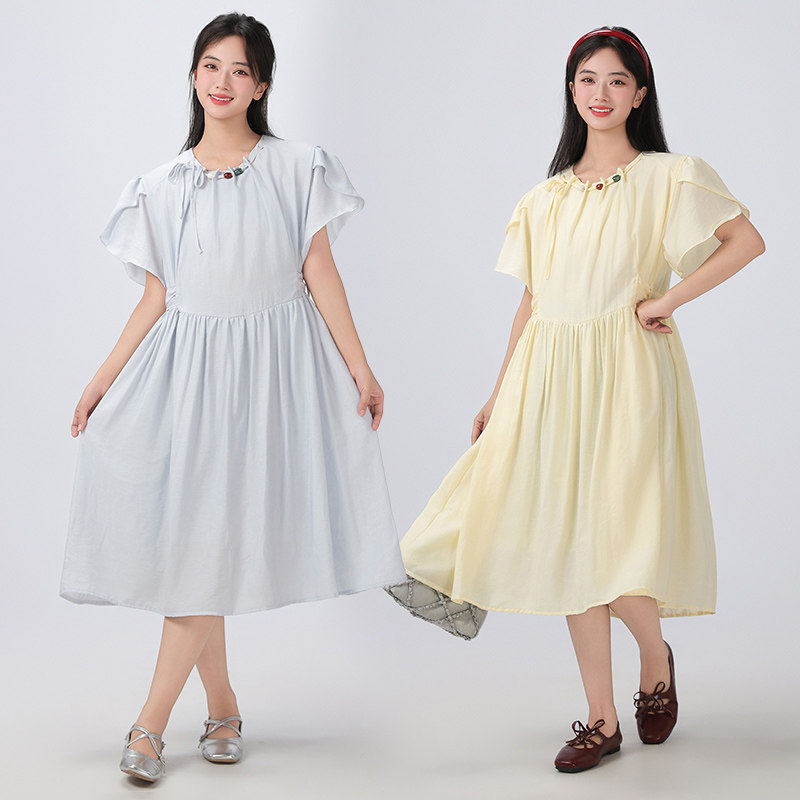 胖女童度假连衣裙夏季法式大童蓬蓬纱裙儿童波西米亚风薄纱公主裙