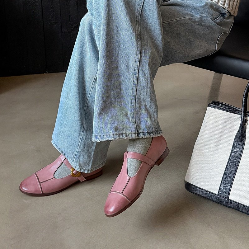 头层水洗牛皮平底玛丽珍单鞋女春秋小皮鞋英伦风复古皮带扣丁字鞋,女鞋,玛丽珍鞋,淘宝优惠券,粉丝福利购,淘宝优惠卷