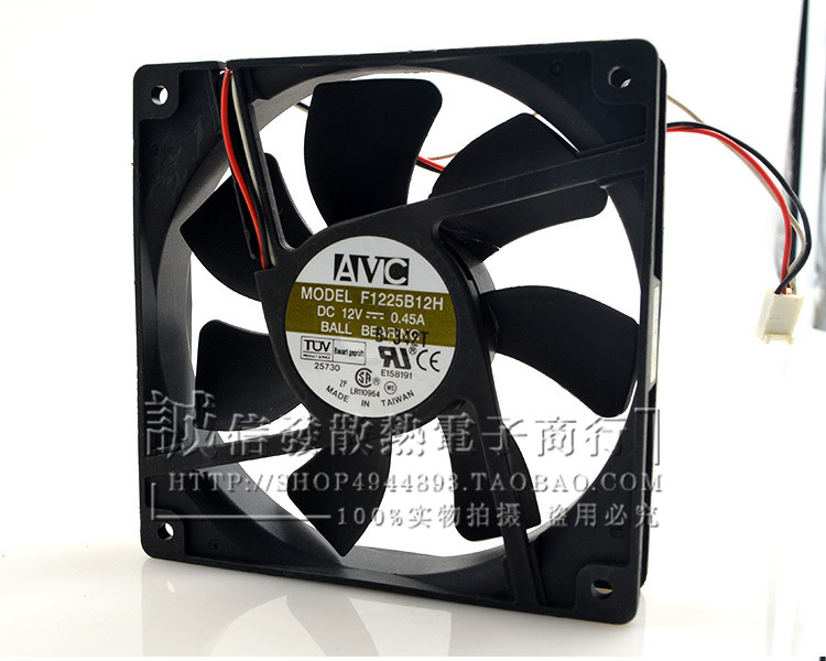 原装AVC F1225B12H 12V 0.45A 12cm 12025 3线双滚珠机箱散热风扇