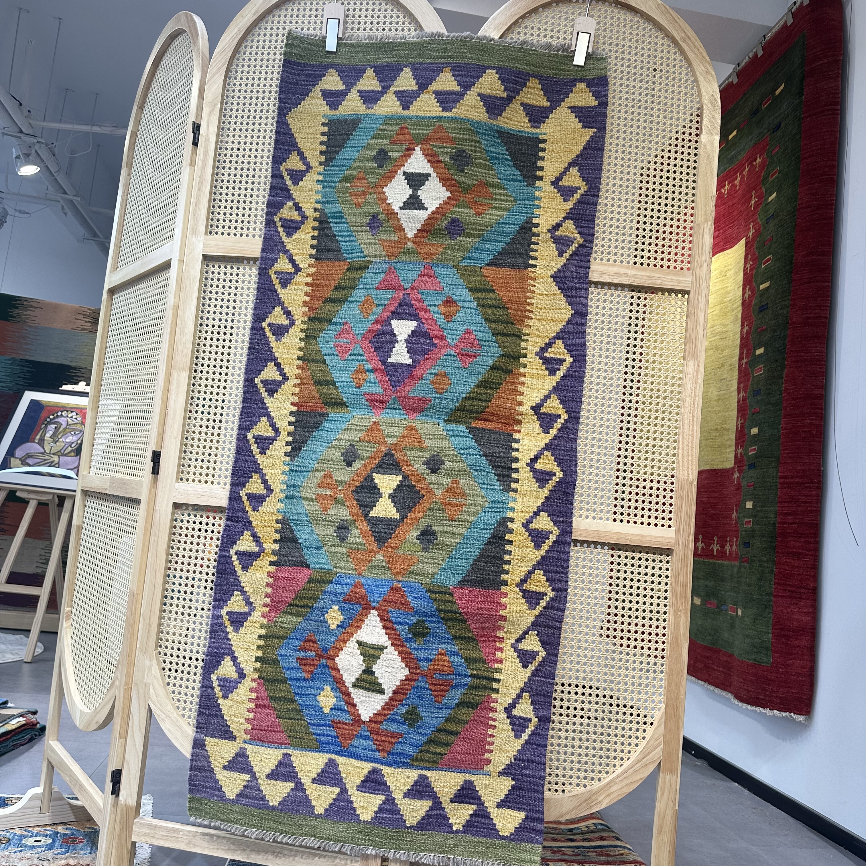 强推阿富汗进口羊毛手工编织地毯无胶环保床边毯走廊过道地毯