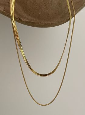 简约蛇骨链刀片链2024年新款潮网红双层叠戴气质短款项链锁骨链女