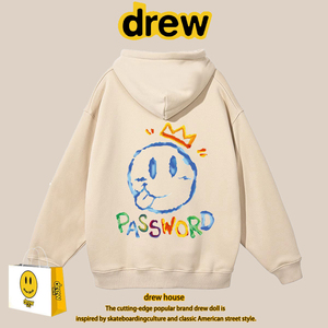 drew笑脸连帽卫衣比伯同款house笑脸情侣bf国朝风男女秋冬帽衫ins