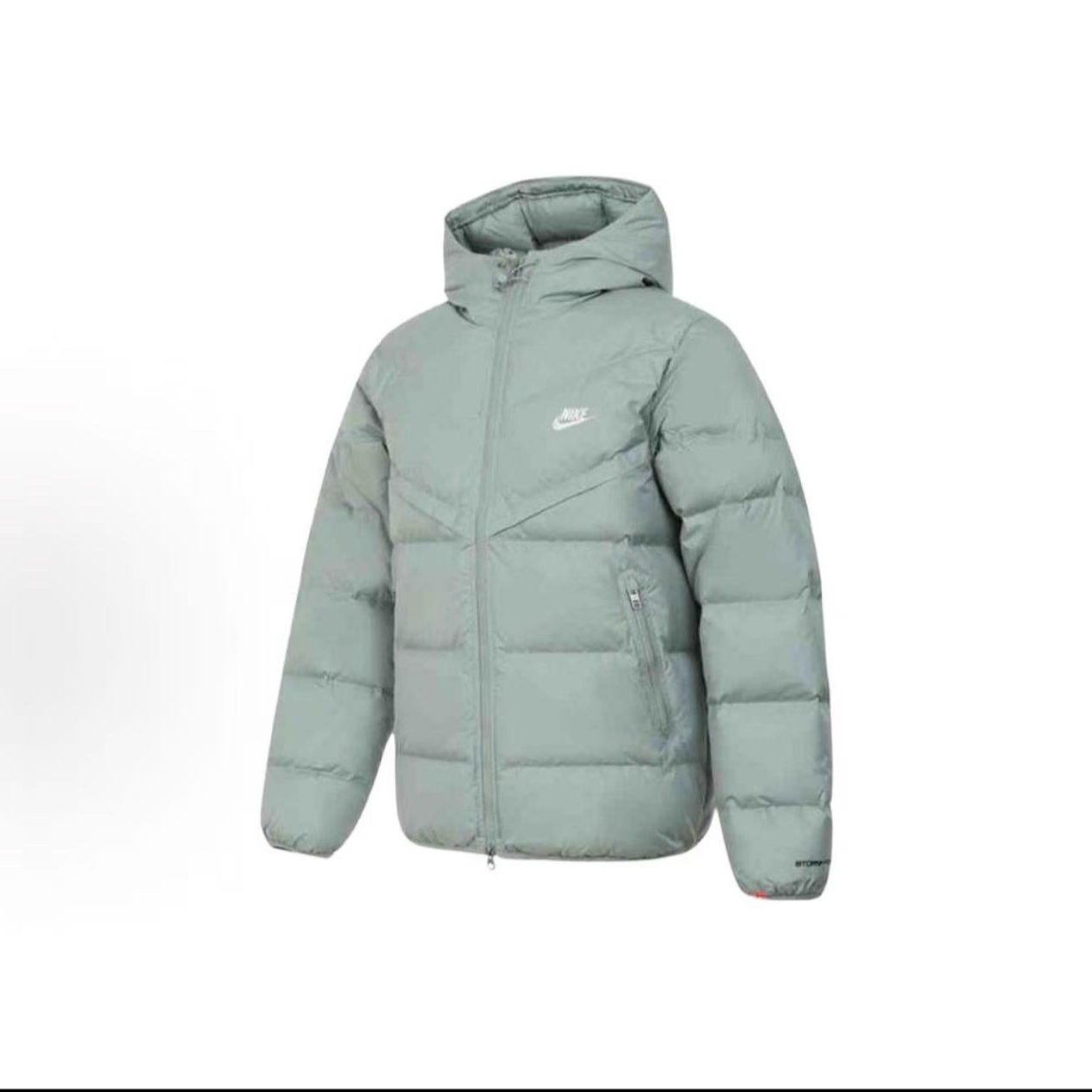 NIKE/耐克 纯色拉链连帽时尚长袖男款灰绿色羽绒服 HQ0897-370