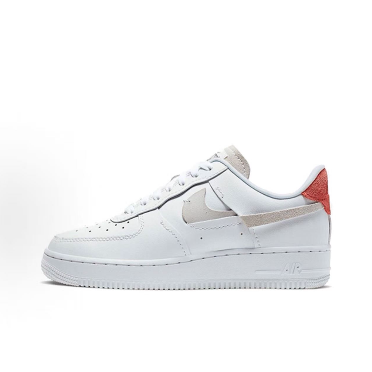 NIKE/耐克 Air Force 1 断钩 低帮女款白红板鞋 898889-103