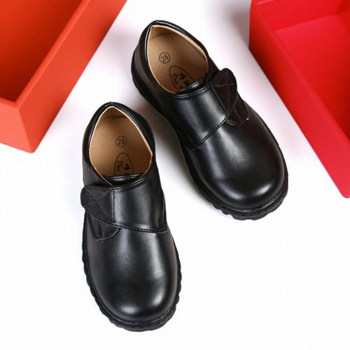 黑皮鞋男童黑演出鞋真皮儿童