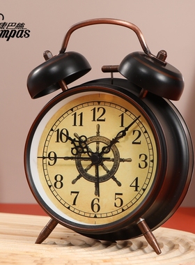 康巴丝经典复古金属打铃闹钟儿童学生个性大铃声夜光闹表大铃声钟