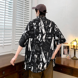 A011-3短袖港风宽松模特情侣潮over大码衬衫D392P35，男装T恤，星座101C（原电商A011-3）