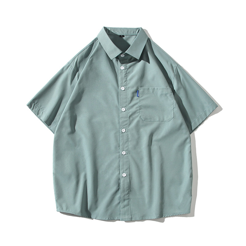 白底大码短袖纯色五色衬衫青年男生ins宽松情侣衬衫D320P25,男装T恤,星座101C（原电商A011-3）