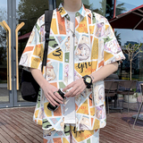 2024冰丝衬衫男短袖夏季沙滩风衬衣外套D630～D637P35，男装T恤，星座101C（原电商A011-3）