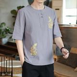 主推龙盘扣短袖大码T恤棉麻男T6106款组合P33，男装T恤，星座101C（原电商A011-3）