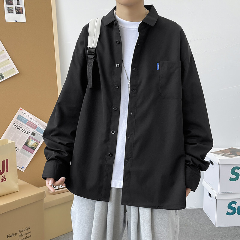 五色男生港风长袖纯色宽松模特情侣外套大码衬衫3020P30,男装衬衫,星座101C（原电商A011-3）