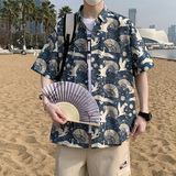 港风大码男短袖衬衫夏季情侣款沙滩衬衣外套D3903P35，男装衬衫，星座101C（原电商A011-3）