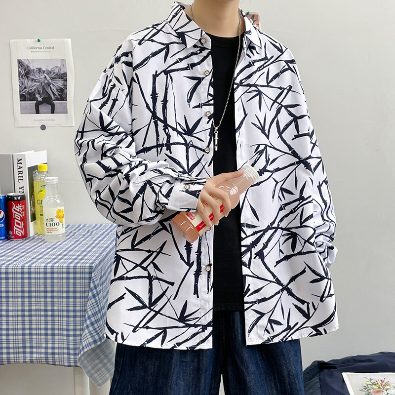 春秋男生长袖宽松港风情侣外套大码模特衬衫3011P35,男装衬衫,星座101C（原电商A011-3）