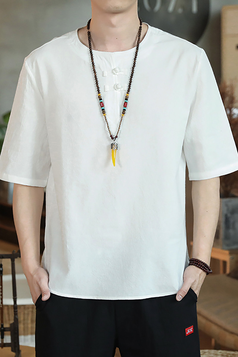 QT4025风短袖薄款T恤棉麻男大码短袖盘扣T恤男T610P33,男装T恤,星座101C（原电商A011-3）