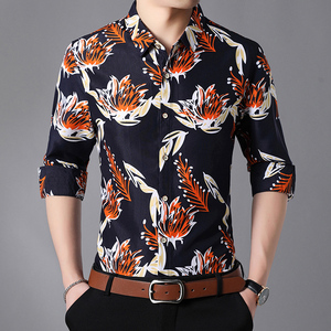 新款加大码男士花衬衫休闲外套 灰墙 1210P38，男装衬衫，星座101C（原电商A011-3）